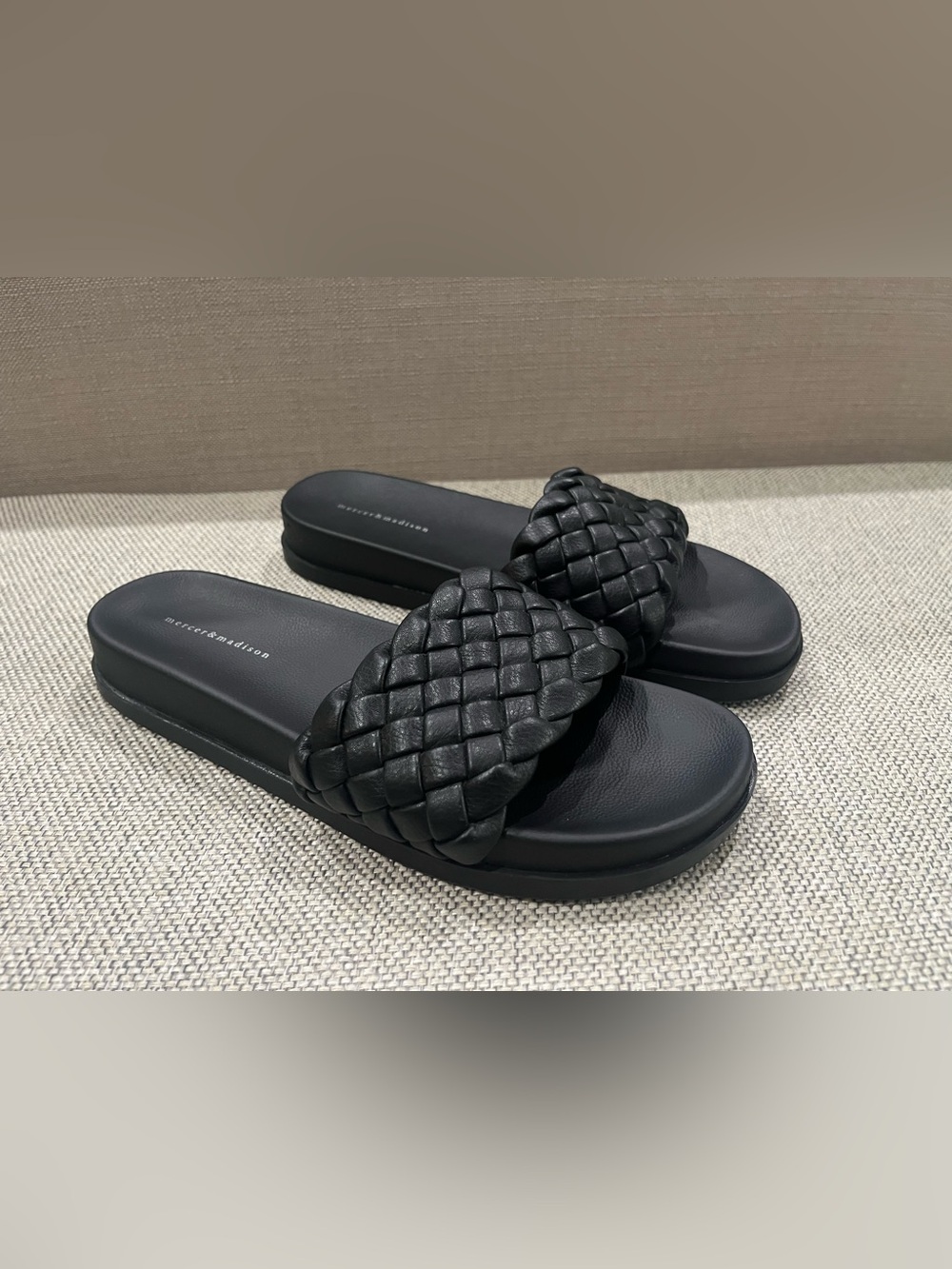 mercer & madison Black Woven Slide Sandals